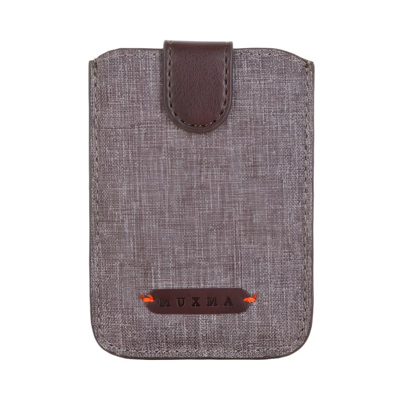 Men's ultra slim RFID blocking wallet in gray with brown leather