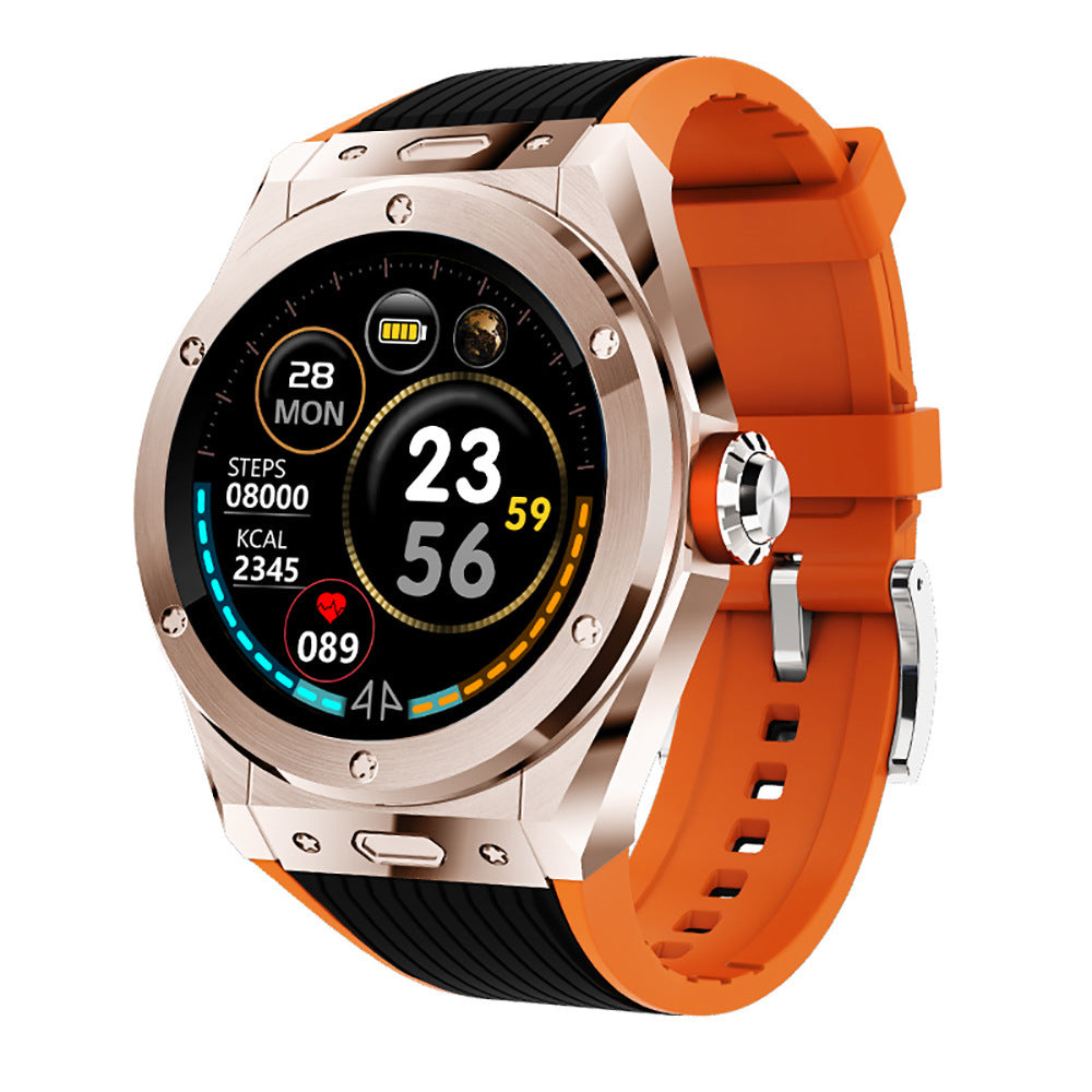 Men's UR41 Waterproof Sport Smart watch with orange silicone band