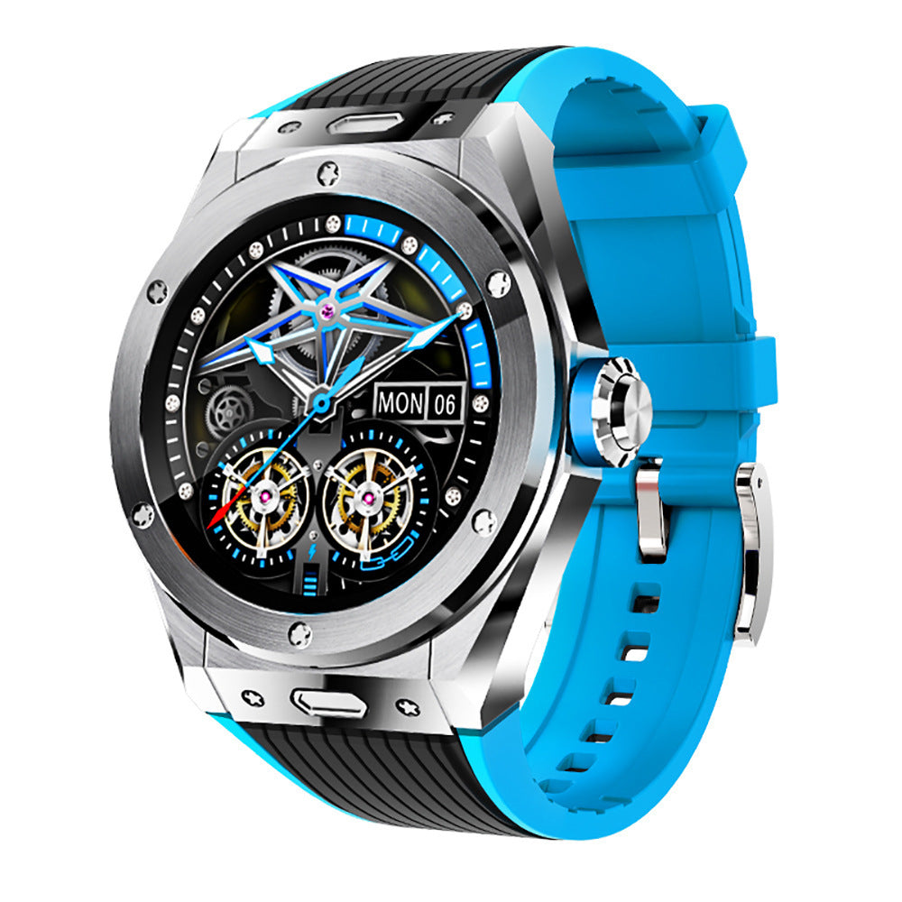 Men's UR41 Waterproof Sport Smart watch with black and blue silicone band