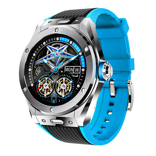 Men's UR41 Waterproof Sport Smart watch with black and blue silicone band