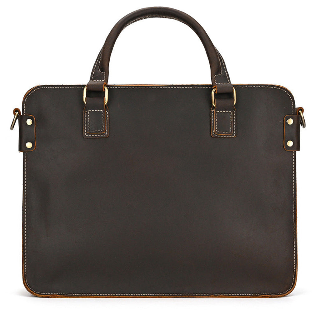 Brown leather briefcase on a white background
