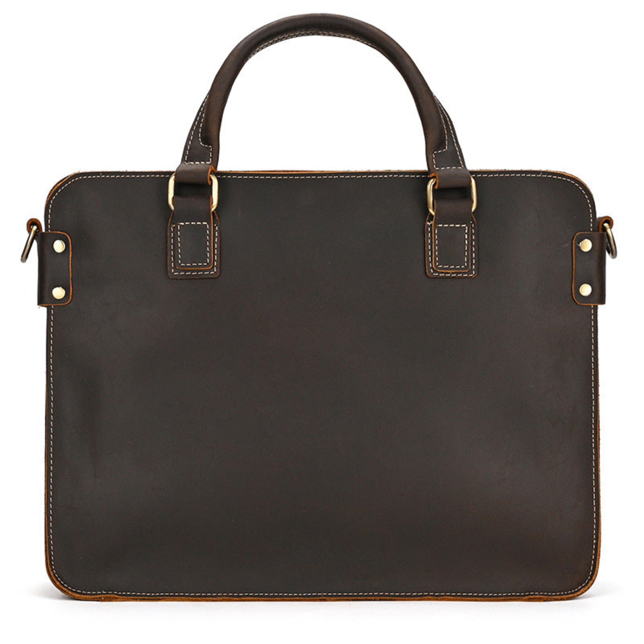 Brown leather briefcase on a white background