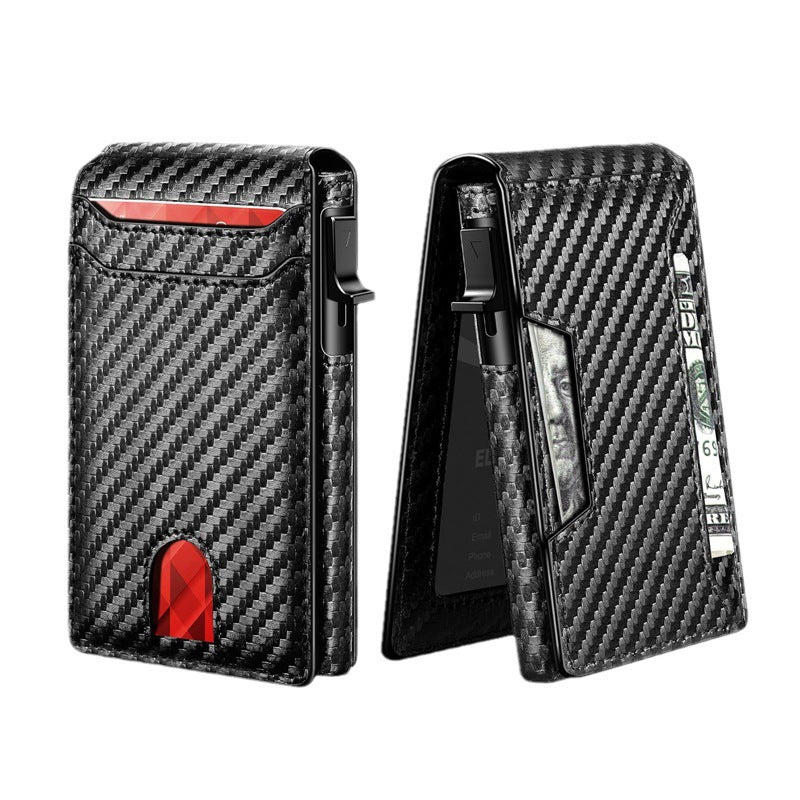Carbon fiber patterned vape device with red accents on a white background