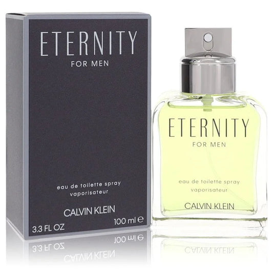 Eternity for Men by Calvin Klein eau de toilette spray 3.3 oz bottle and box
