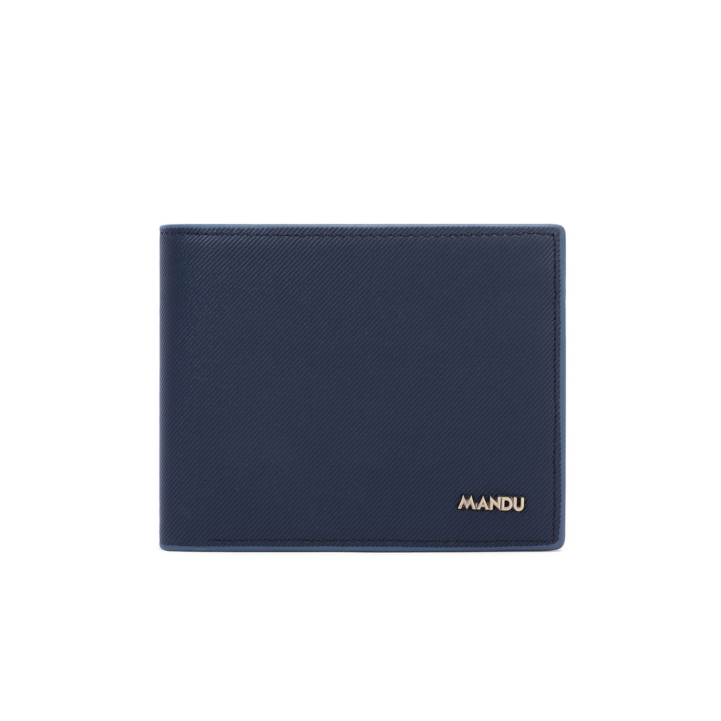 Men's blue RFID bi-fold leather wallet
