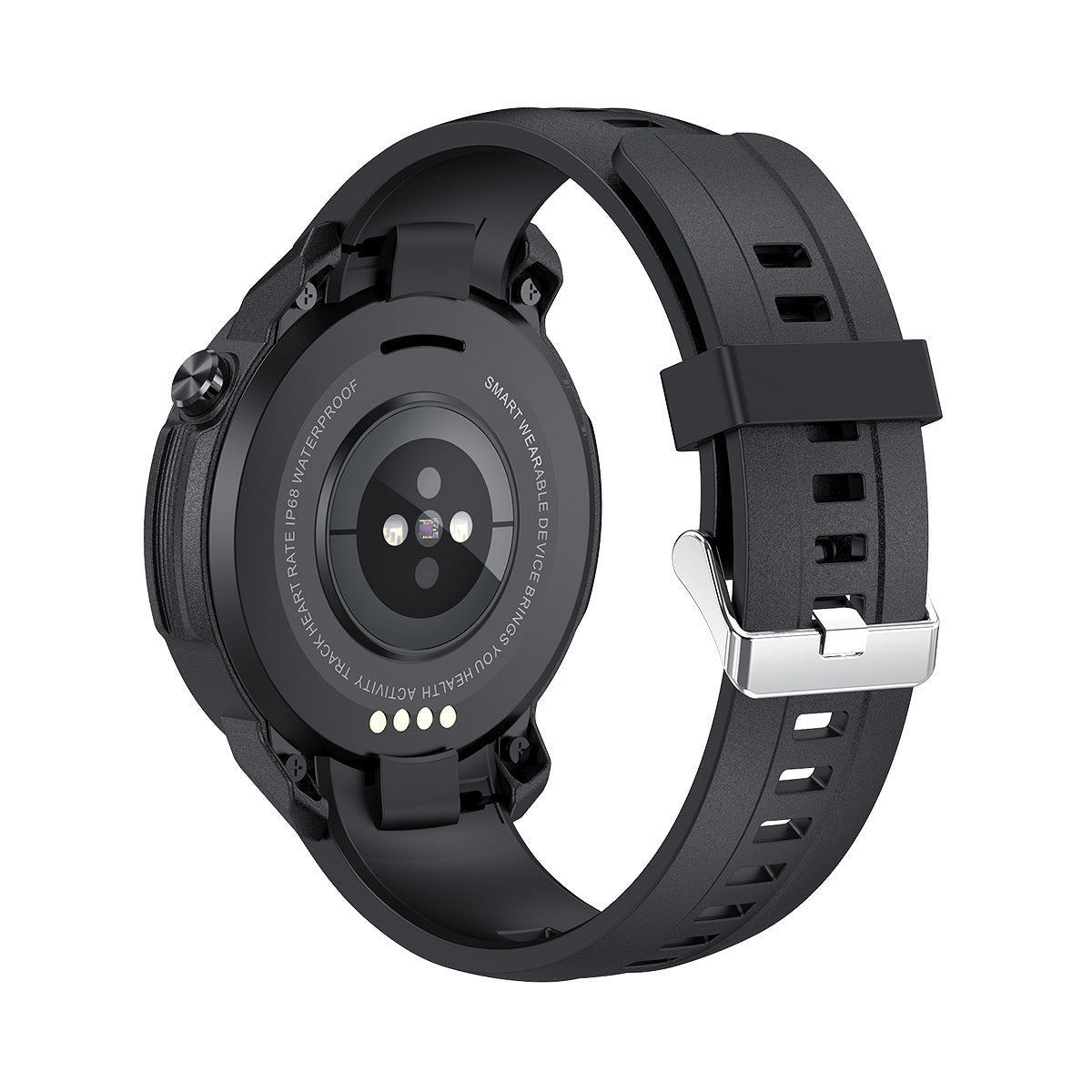 view of sensors on black TL20 Bluetooth smart watch