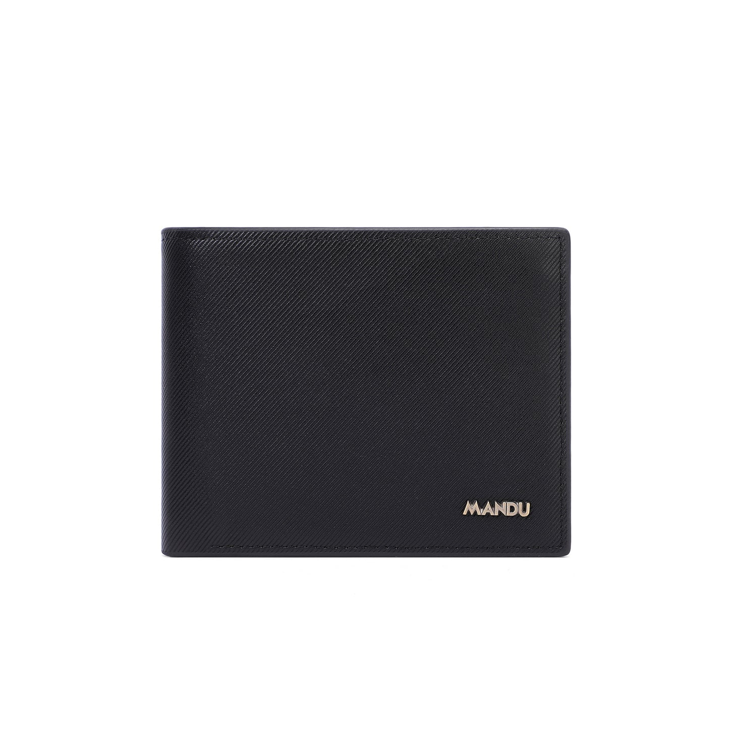 Men's black leather bi fold wallet