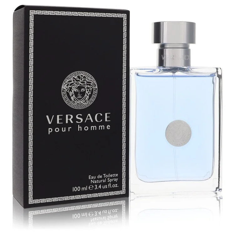 Versace Pour Homme Eau de Toilette Spray 3.4 Oz bottle and box